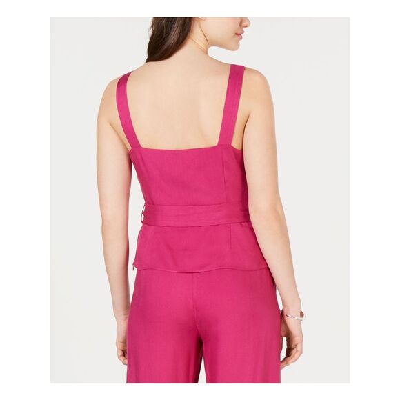 NWT LUCY PARIS Womens Pink Sleeveless Square Neck Top Size: M - Picture 2 of 3